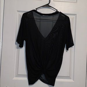 See-through v-neck shirt